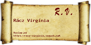 Rácz Virgínia névjegykártya